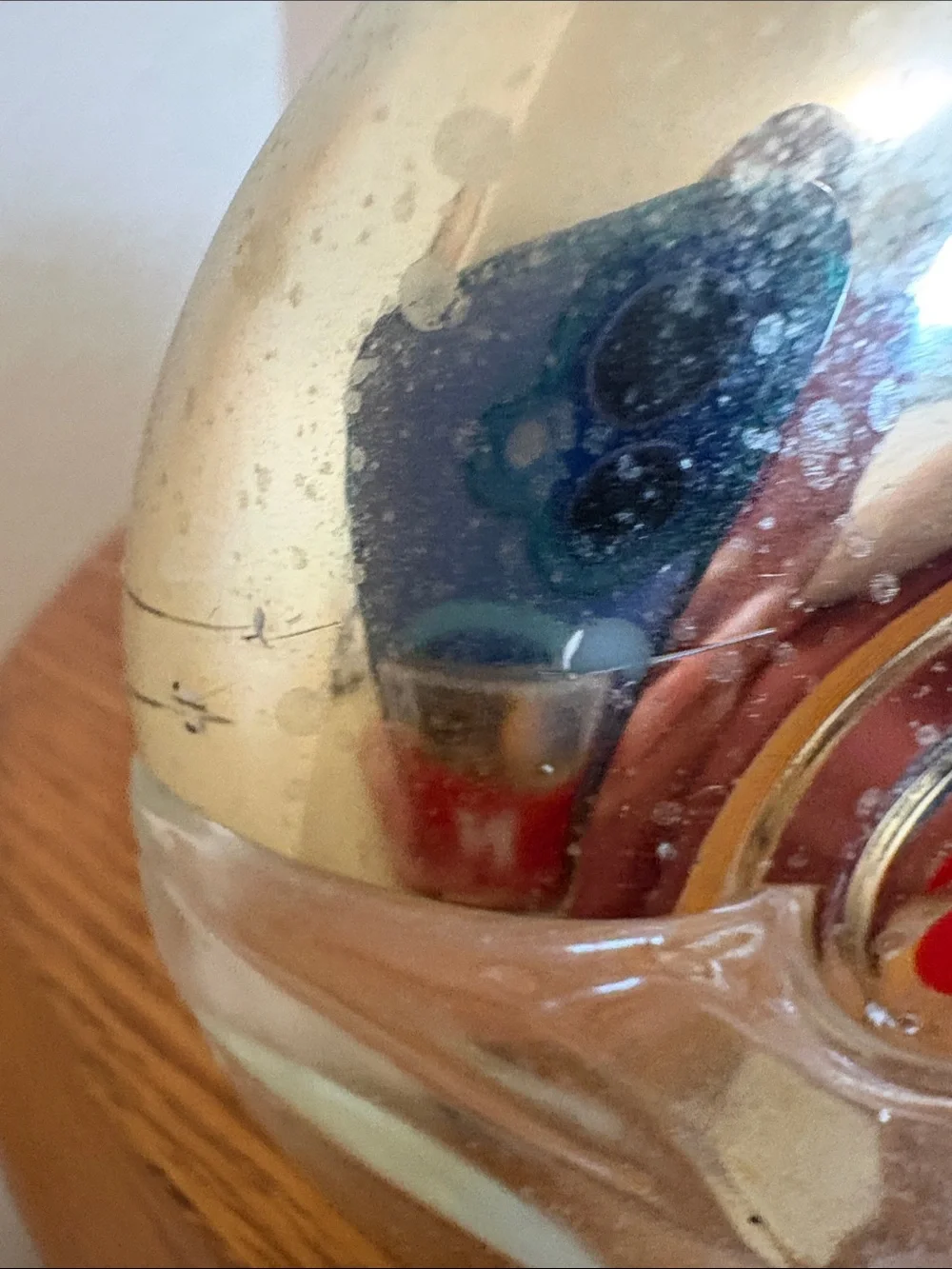 Avon Foxfire, empty, Round Silver-Tone Glass Decorative Bottle with Red Emblem